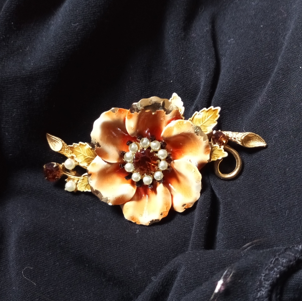 Weiss Enamel Flower Brooch